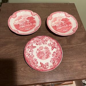 Vintage Red and White Ironstone Plates